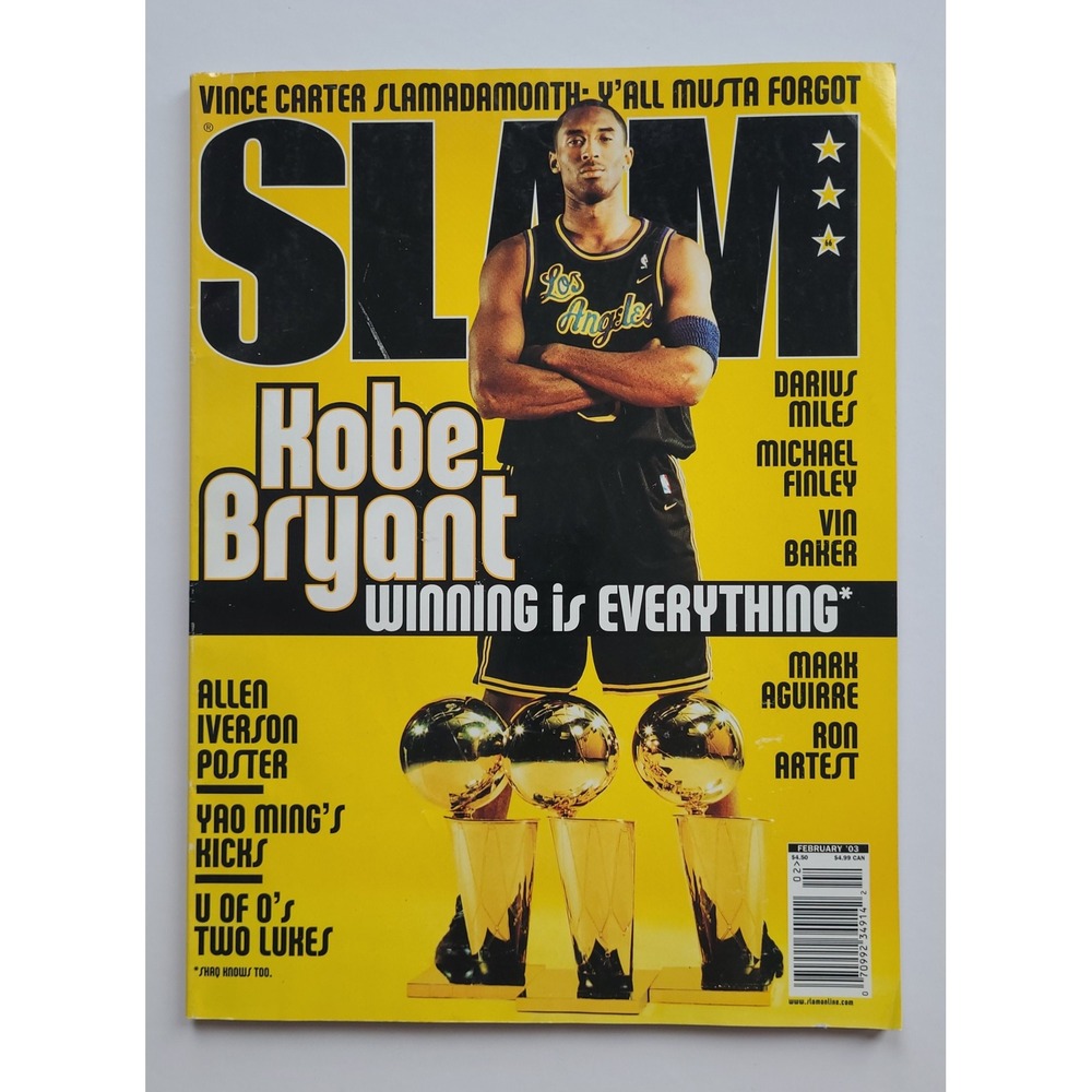 SLAM Magazine February 2003 Kobe Bryant Cover Issue 66 Allen Iverson Poster NBA
